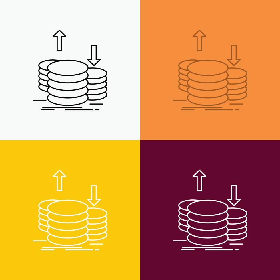 coins. finance. capital. gold. income Icon Over Various Background. Line style design. designed for web and app. Eps 10 vector illustration