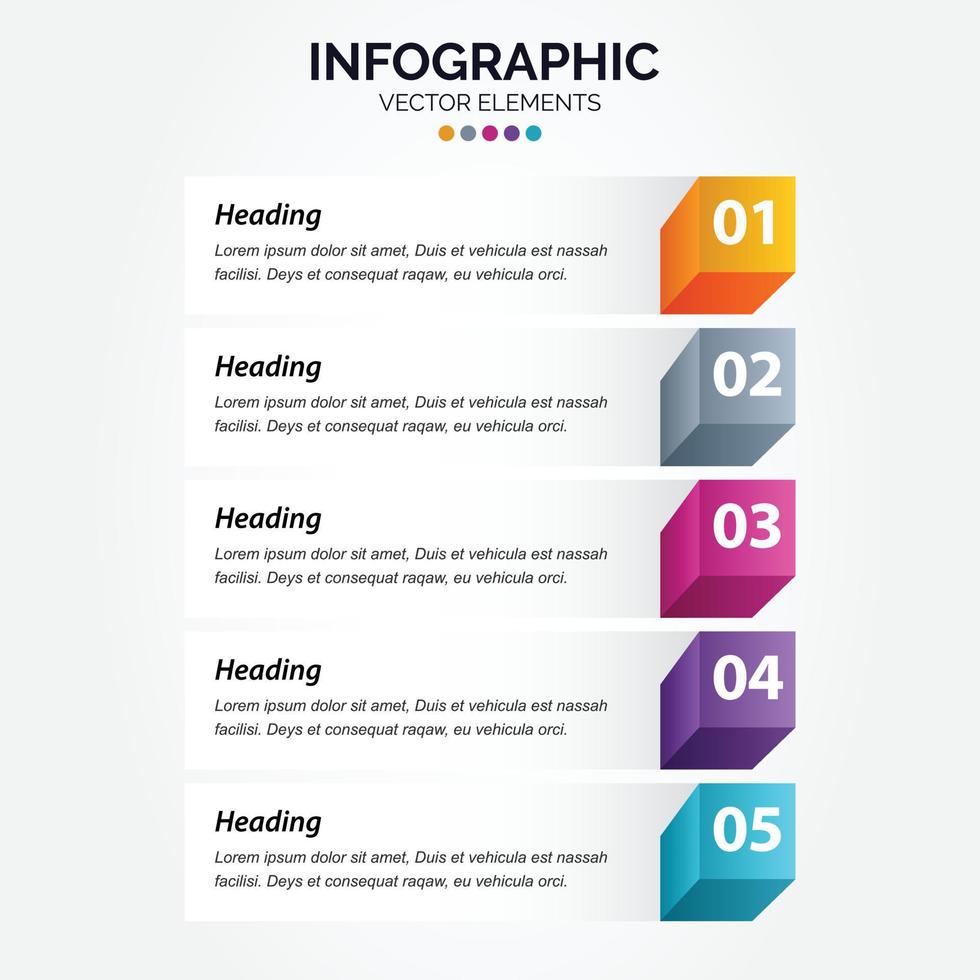 Vector Vertical Infographic arrow design with 5 options or steps. Vertical Infographic for business concept