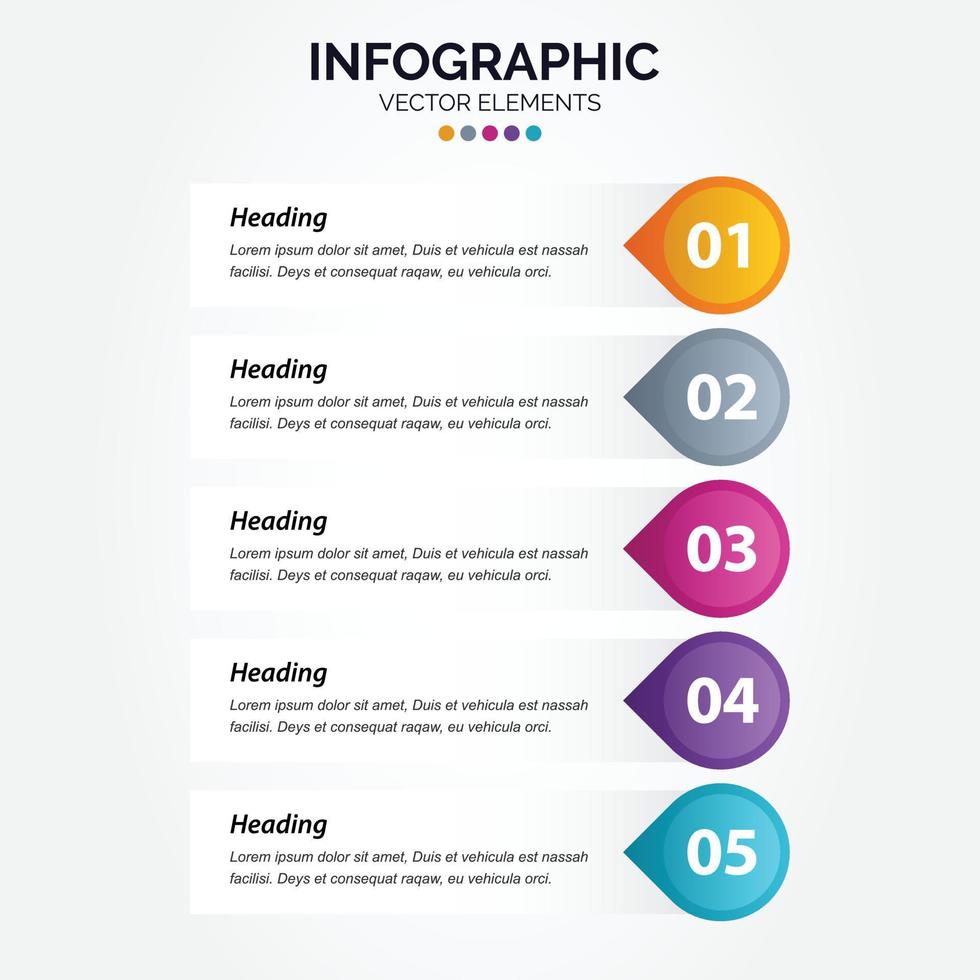 números de plantilla de infografía vertical de negocios 5 opciones o pasos vector