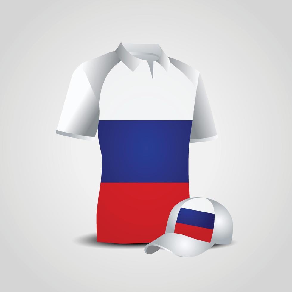 Russia Sports T-shirt and Cap Vector Design