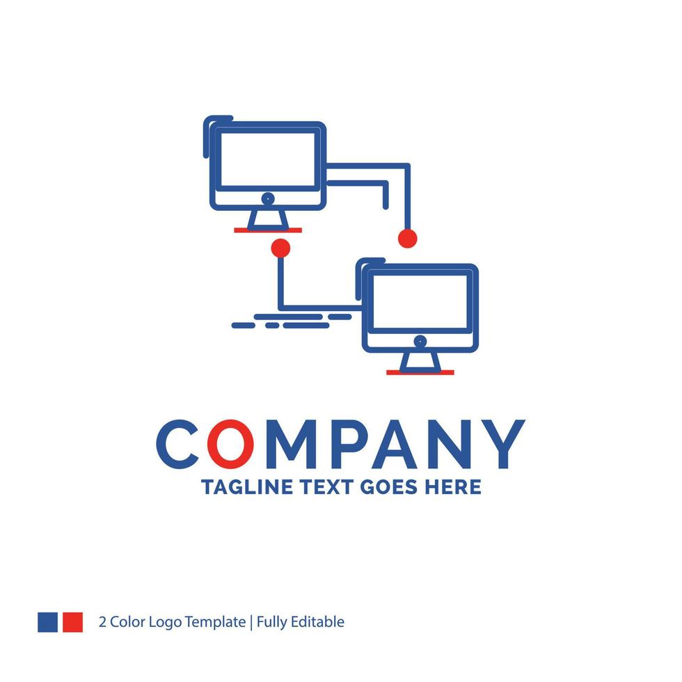 Company Name Logo Design For local. lan. connection. sync. computer. Blue and red Brand Name Design with place for Tagline. Abstract Creative Logo template for Small and Large Business. vector