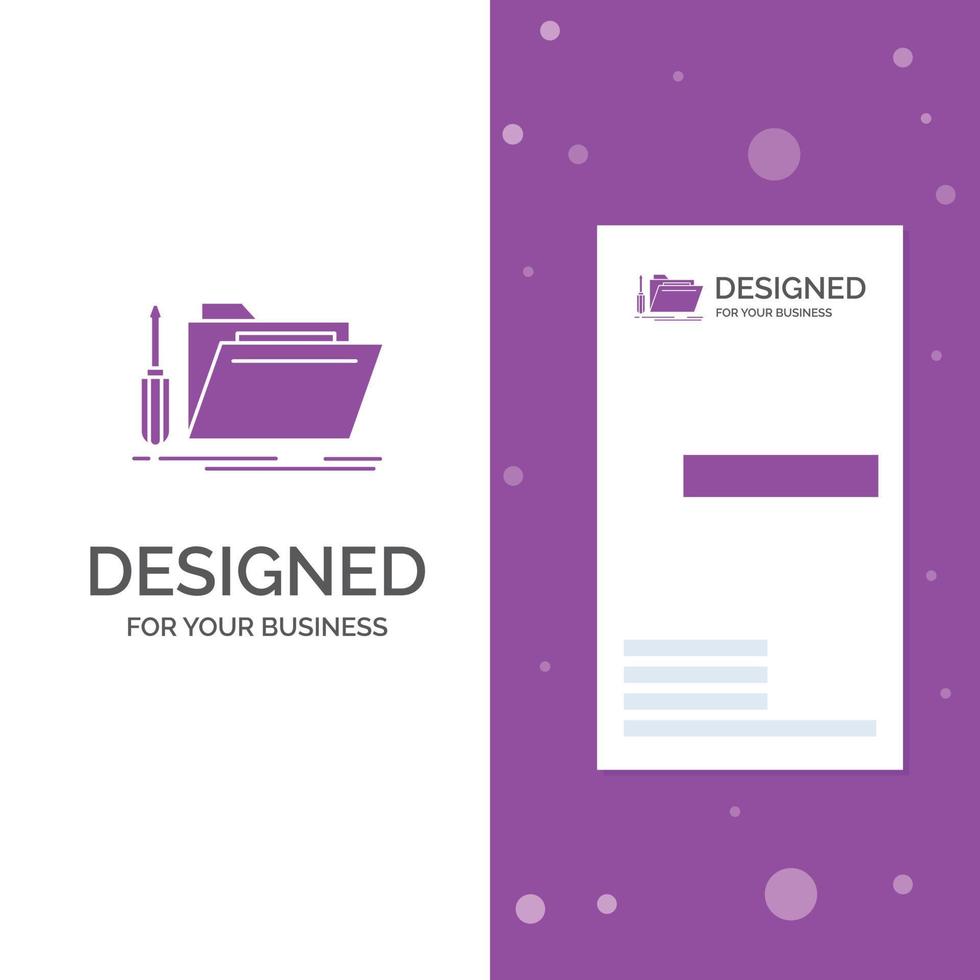 Business Logo for folder. tool. repair. resource. service. Vertical Purple Business .Visiting Card template. Creative background vector illustration