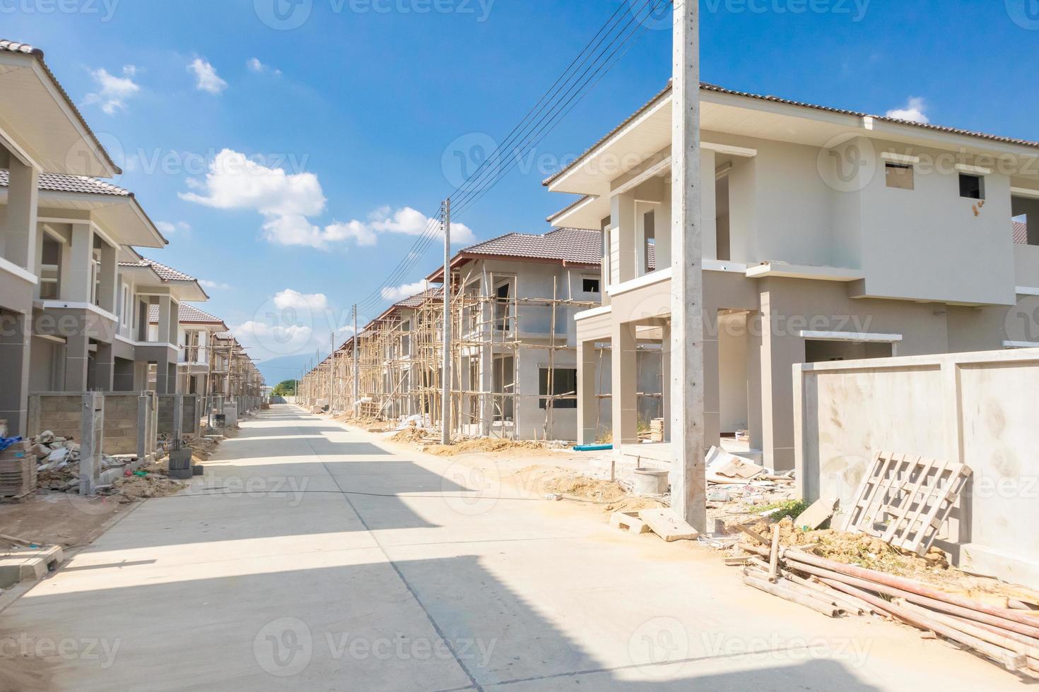 construction residential new house in progress at building site housing estate development photo