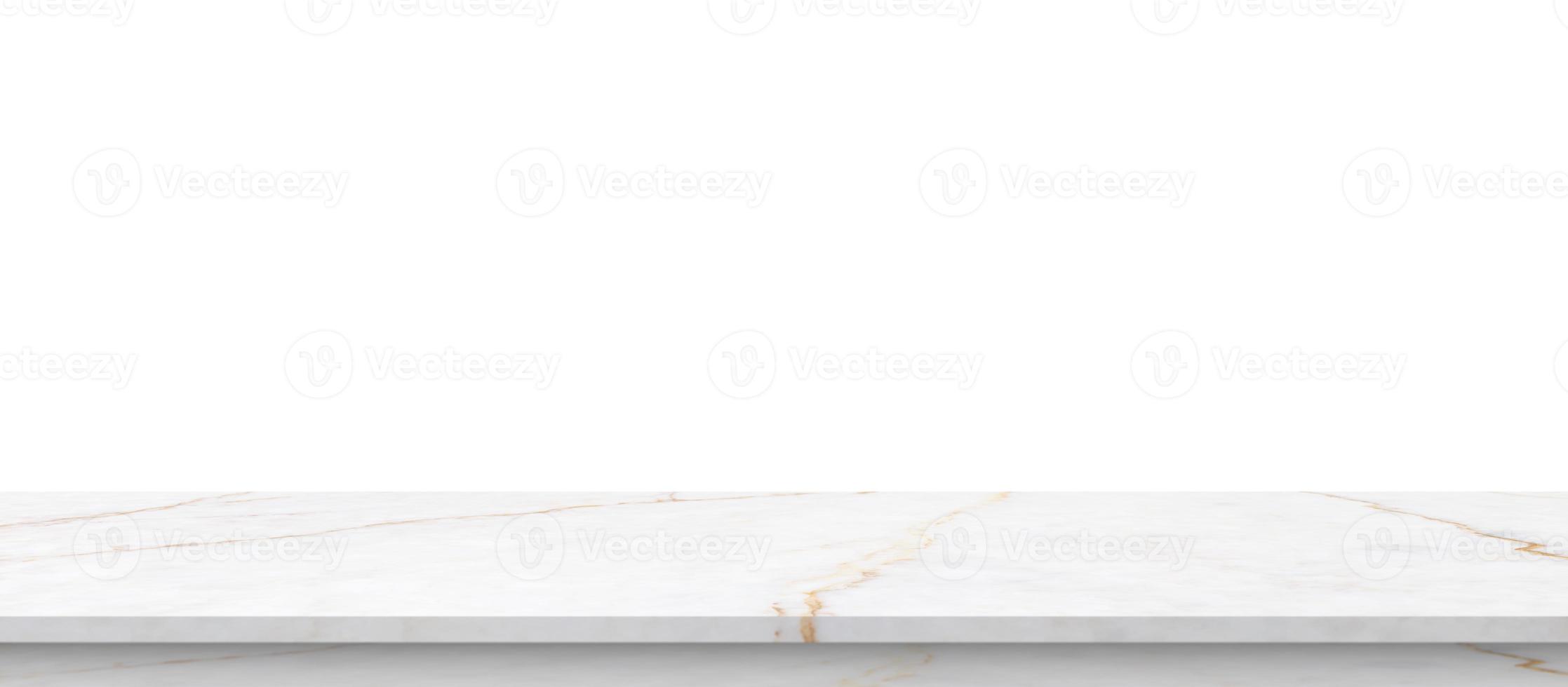 white marble stone table top isolated on white background for product display photo