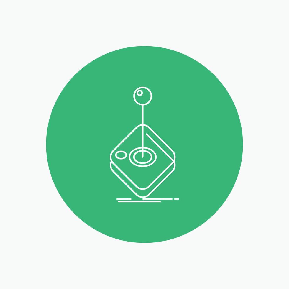Arcade. game. gaming. joystick. stick White Line Icon in Circle background. vector icon illustration