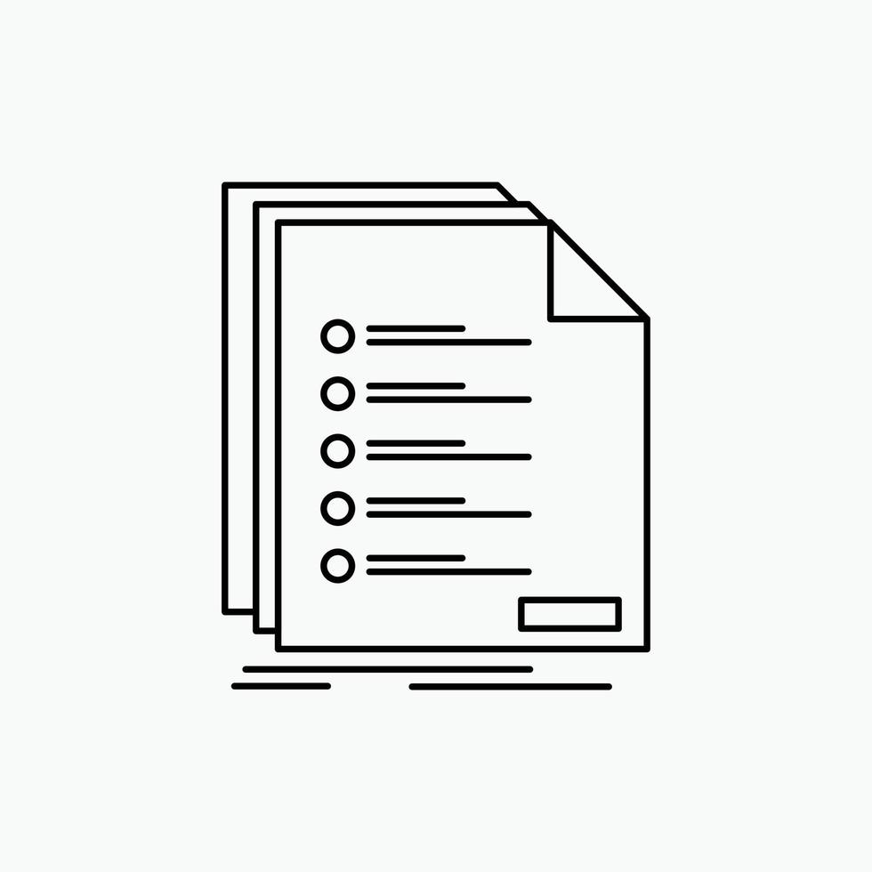 Check. filing. list. listing. registration Line Icon. Vector isolated illustration