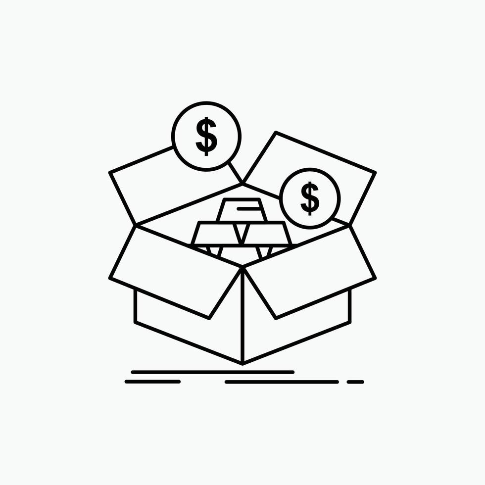 ahorros. caja. presupuesto. dinero. icono de línea de crecimiento. ilustración vectorial aislada vector