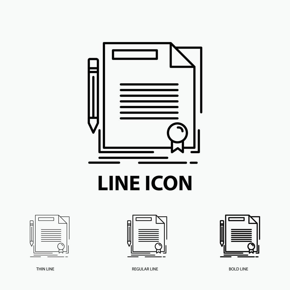 agreement. contract. deal. document. paper Icon in Thin. Regular and Bold Line Style. Vector illustration