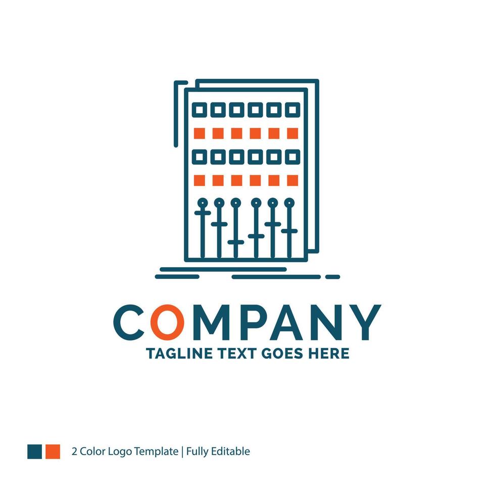 Audio. control. mix. mixer. studio Logo Design. Blue and Orange Brand Name Design. Place for Tagline. Business Logo template. vector