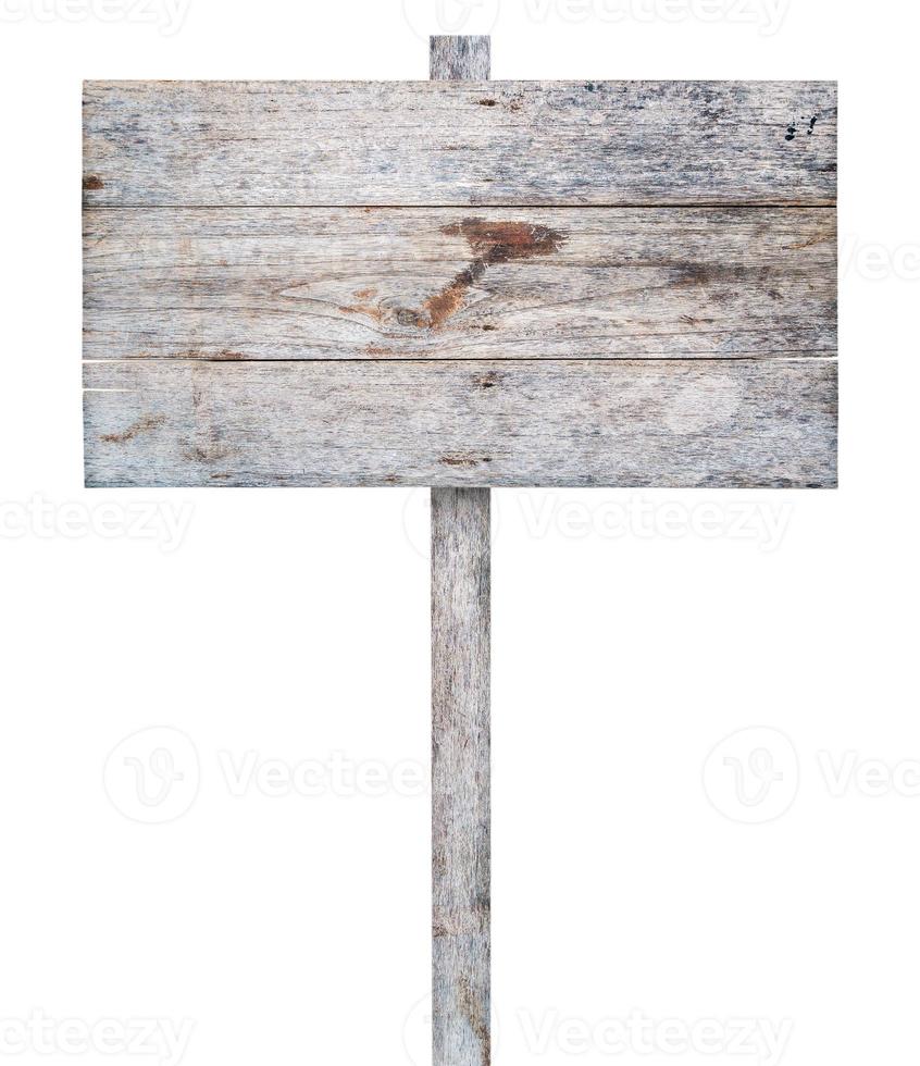 Old wooden sign isolated on white background photo