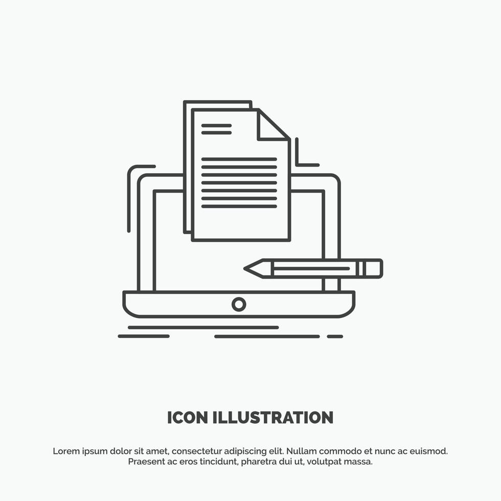 Coder. coding. computer. list. paper Icon. Line vector gray symbol for UI and UX. website or mobile application