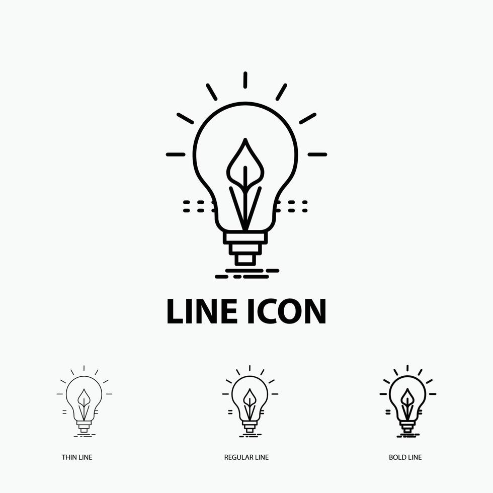 bulb. idea. electricity. energy. light Icon in Thin. Regular and Bold Line Style. Vector illustration