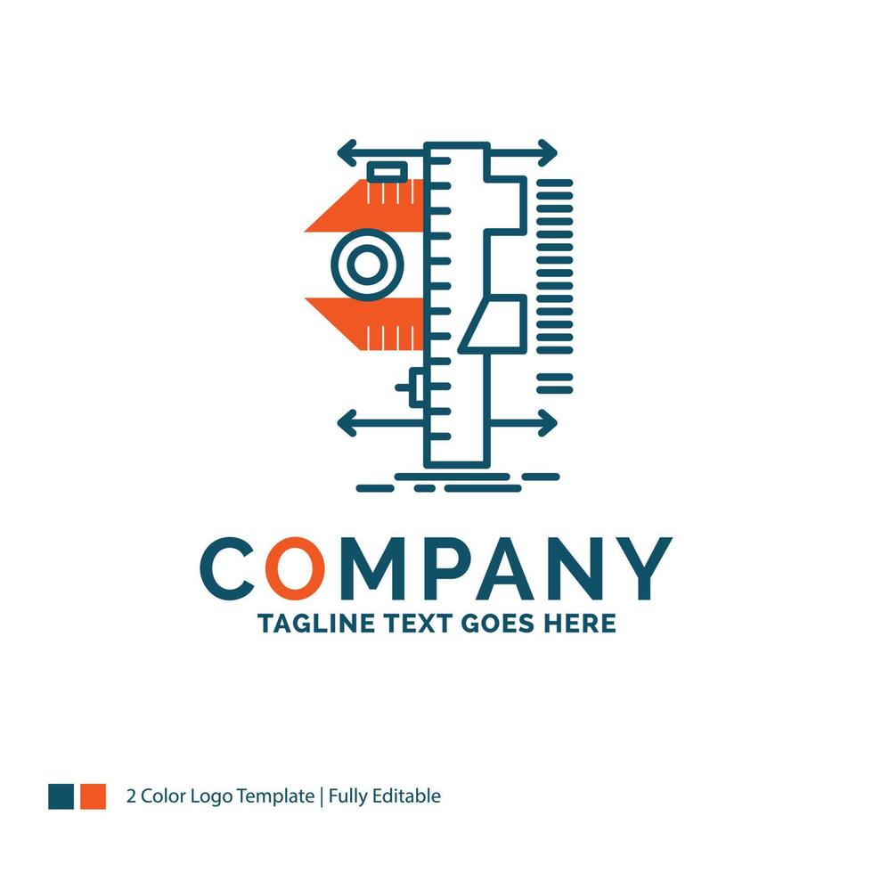 measure. caliper. calipers. physics. measurement Logo Design. Blue and Orange Brand Name Design. Place for Tagline. Business Logo template. vector