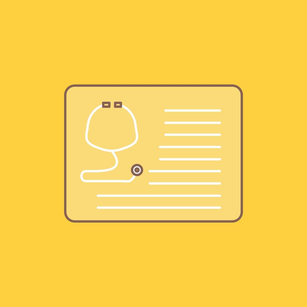 stethoscope. doctor. cardiology. healthcare. medical Flat Line Filled Icon. Beautiful Logo button over yellow background for UI and UX. website or mobile application vector