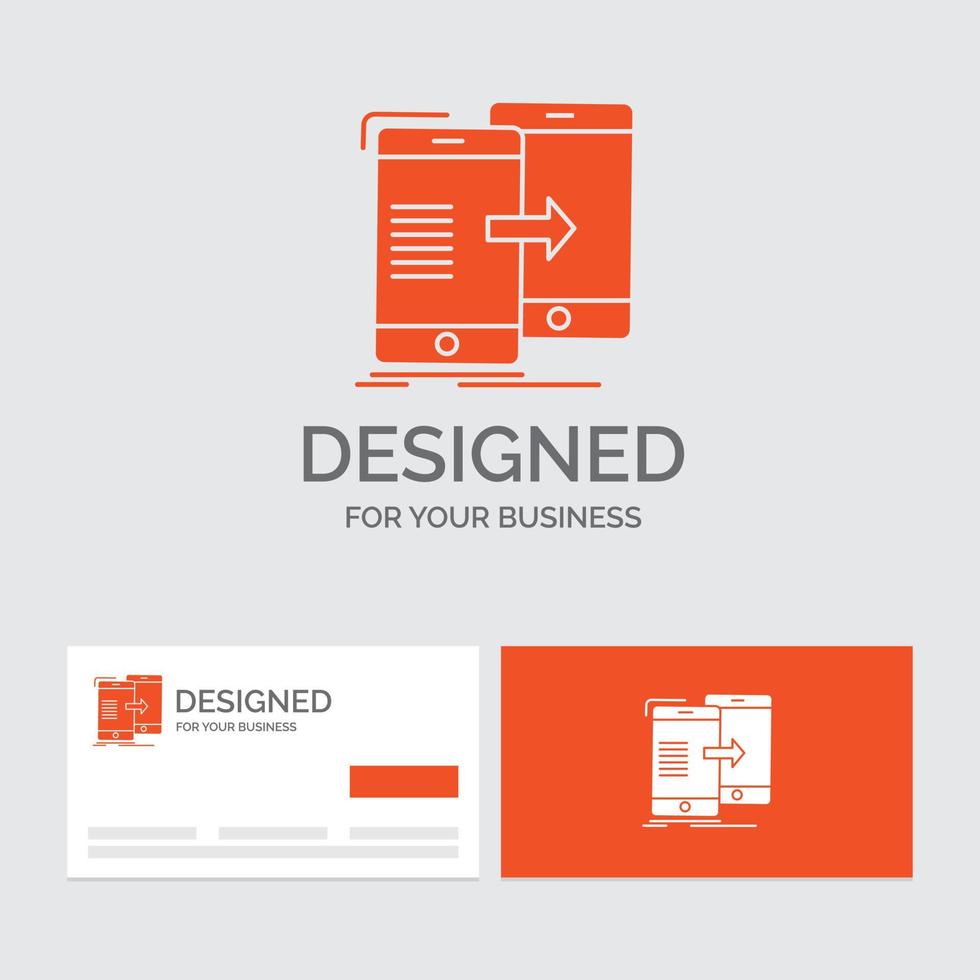 Business logo template for data. Sharing. sync. synchronization. syncing. Orange Visiting Cards with Brand logo template. vector