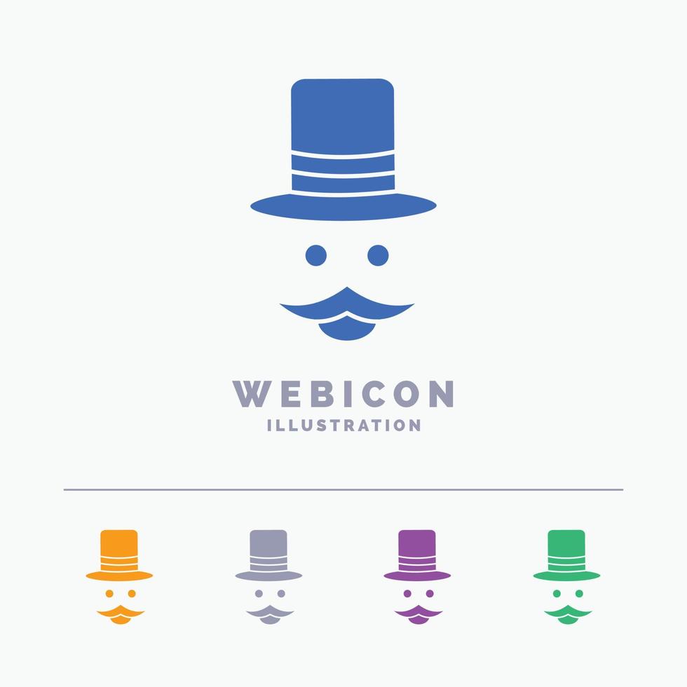 bigote. inconformista. movimiento sombrero. hombres 5 plantilla de icono web de glifo de color aislada en blanco. ilustración vectorial vector
