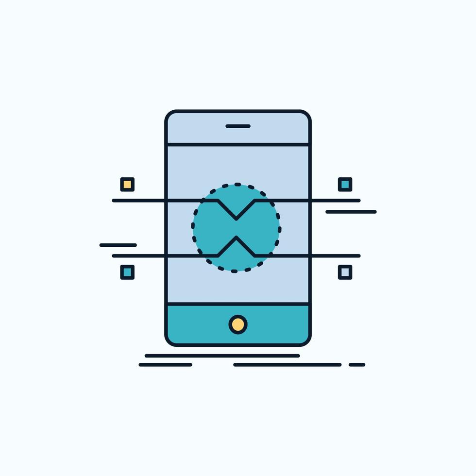 Api. interface. mobile. phone. smartphone Flat Icon. green and Yellow sign and symbols for website and Mobile appliation. vector illustration