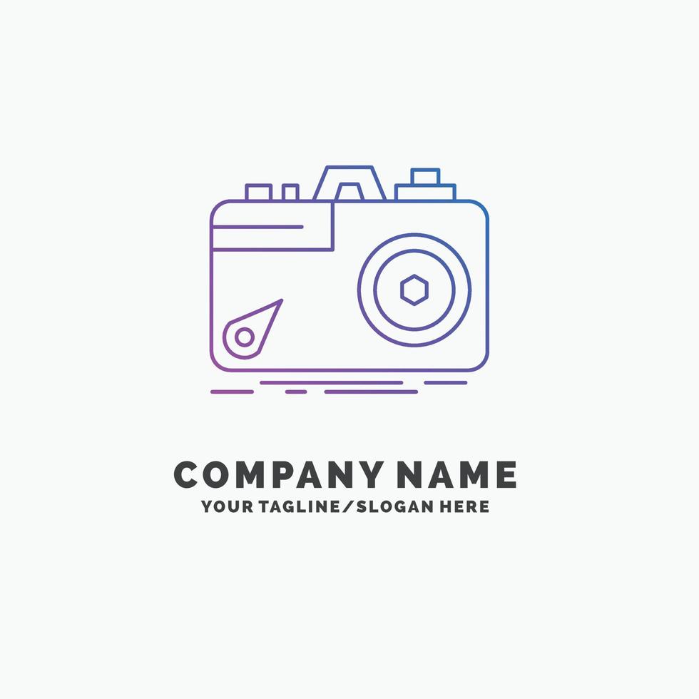 cámara. fotografía. captura. foto. plantilla de logotipo de empresa púrpura de apertura. lugar para el eslogan vector