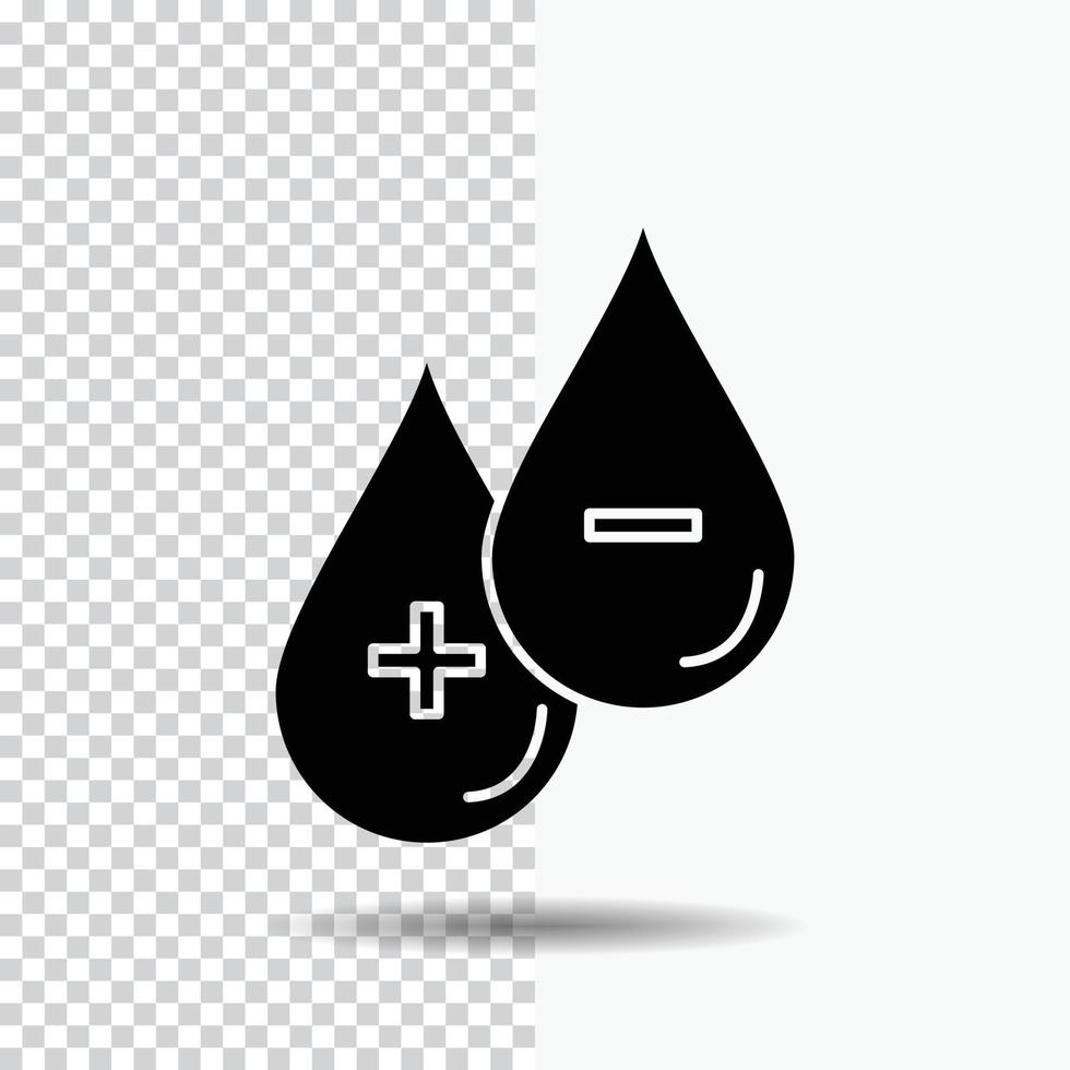 blood. drop. liquid. Plus. Minus Glyph Icon on Transparent Background. Black Icon vector