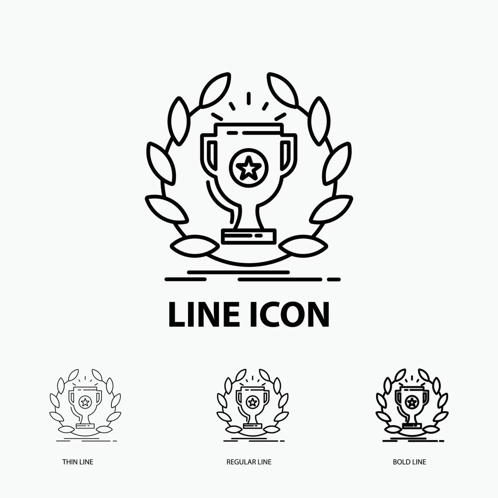 award. cup. prize. reward. victory Icon in Thin. Regular and Bold Line Style. Vector illustration