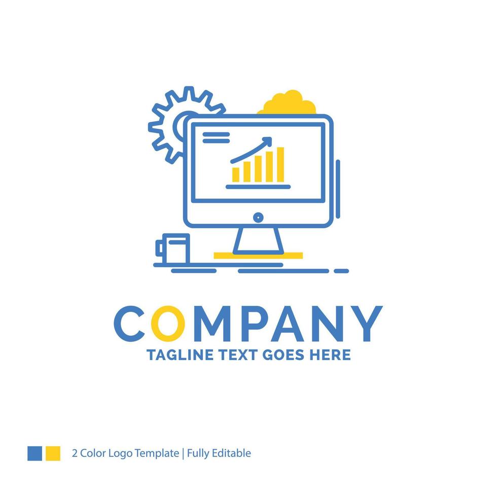 Analytics. chart. seo. web. Setting Blue Yellow Business Logo template. Creative Design Template Place for Tagline. vector