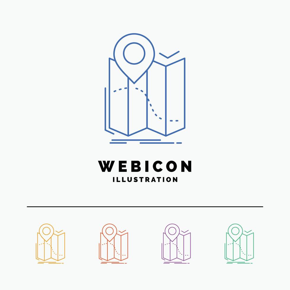 gps. location. map. navigation. route 5 Color Line Web Icon Template isolated on white. Vector illustration