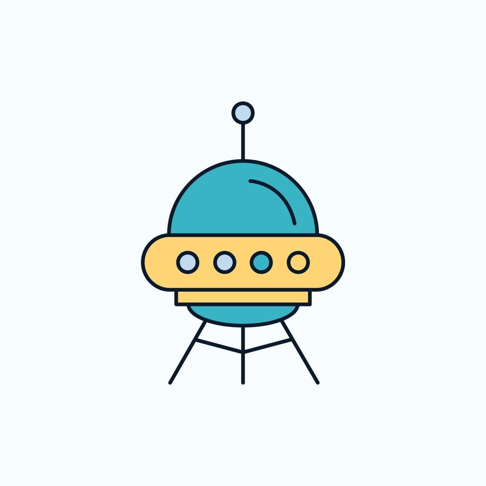 space ship. space. ship. rocket. alien Flat Icon. green and Yellow sign and symbols for website and Mobile appliation. vector illustration