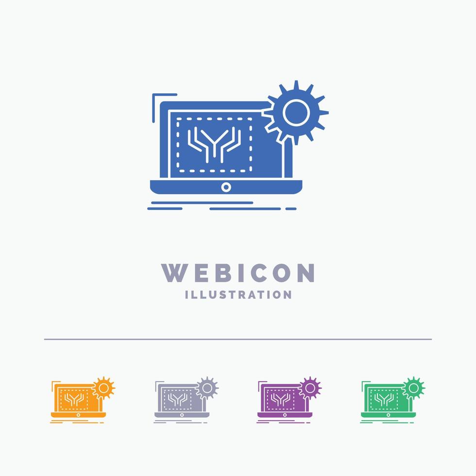 Blueprint. circuit. electronics. engineering. hardware 5 Color Glyph Web Icon Template isolated on white. Vector illustration