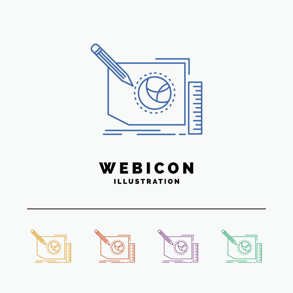 Content. design. frame. page. text 5 Color Line Web Icon Template isolated on white. Vector illustration