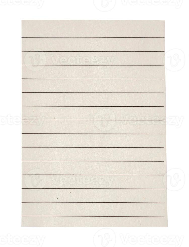 lined paper texture isolated on white background photo