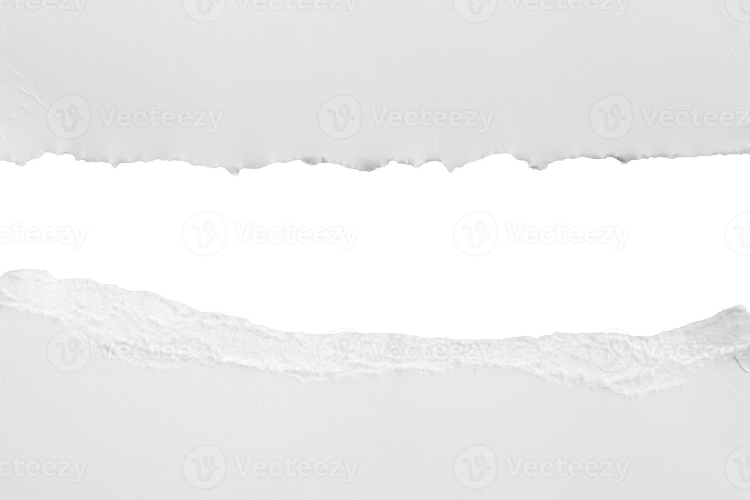 White ripped paper torn edges strips isolated on white background photo