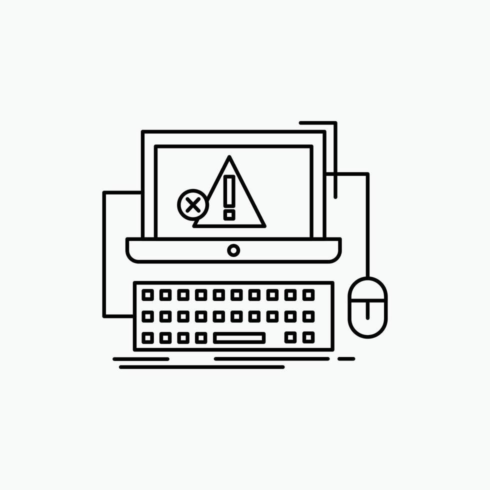 Computer. crash. error. failure. system Line Icon. Vector isolated illustration