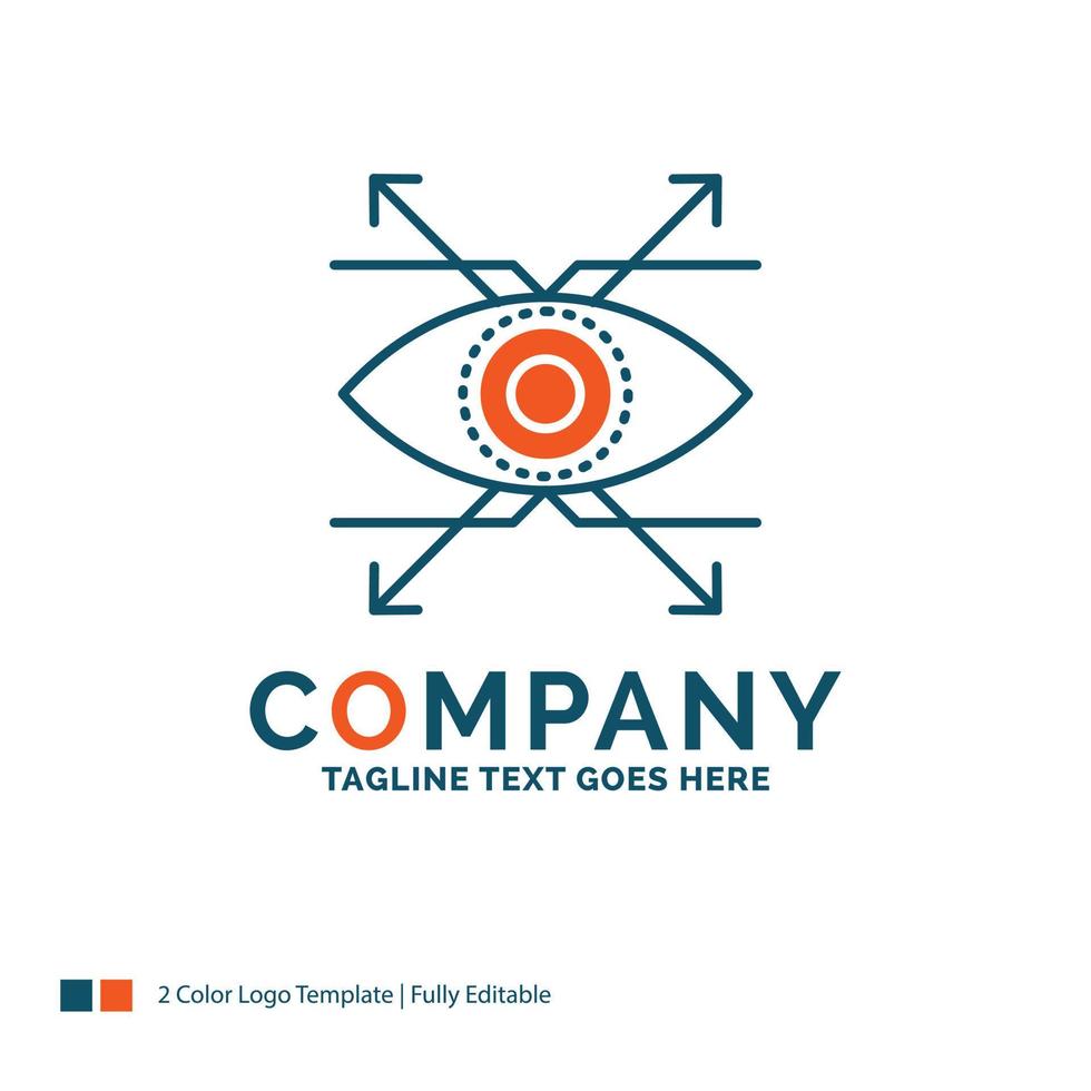 Business. eye. look. vision Logo Design. Blue and Orange Brand Name Design. Place for Tagline. Business Logo template. vector