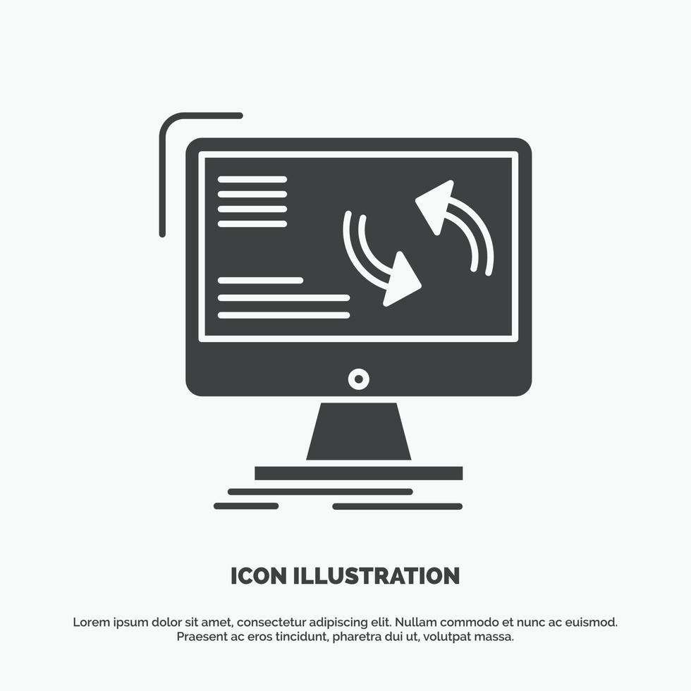 synchronization. sync. information. data. computer Icon. glyph vector gray symbol for UI and UX. website or mobile application