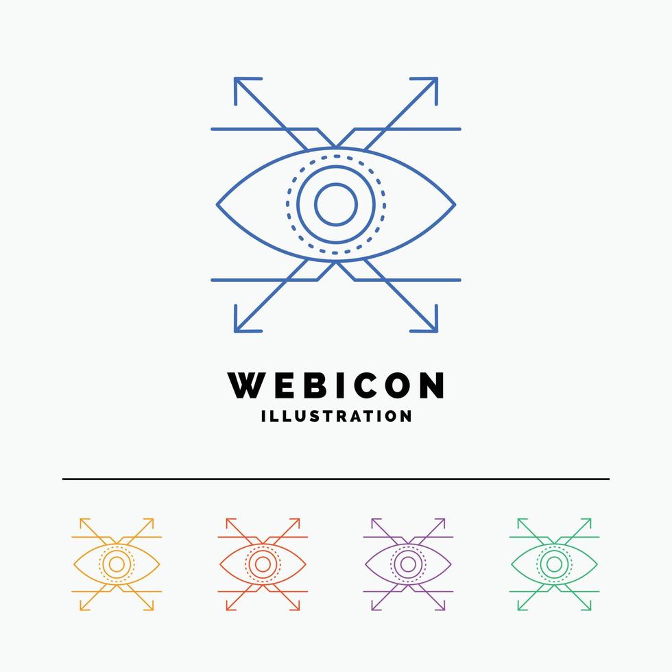 Business. eye. look. vision 5 Color Line Web Icon Template isolated on white. Vector illustration