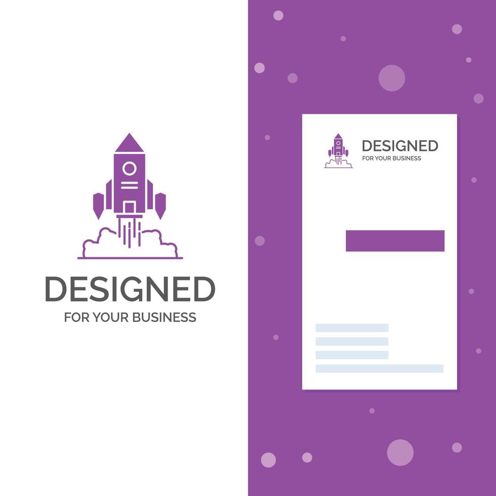 Business Logo for Rocket. spaceship. startup. launch. Game. Vertical Purple Business .Visiting Card template. Creative background vector illustration