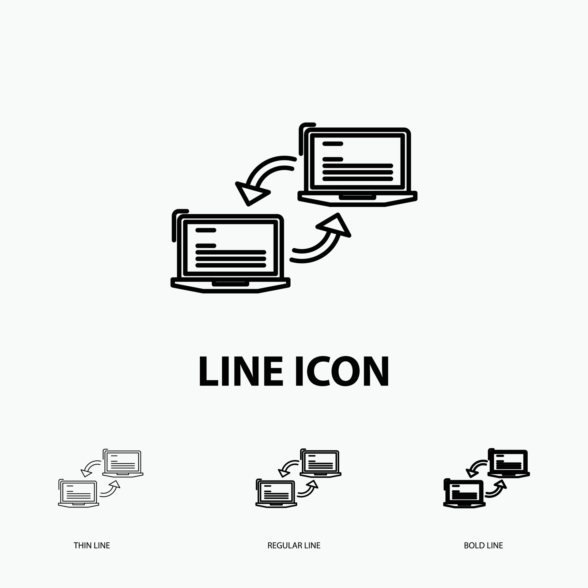 Computer. connection. link. network. sync Icon in Thin. Regular and