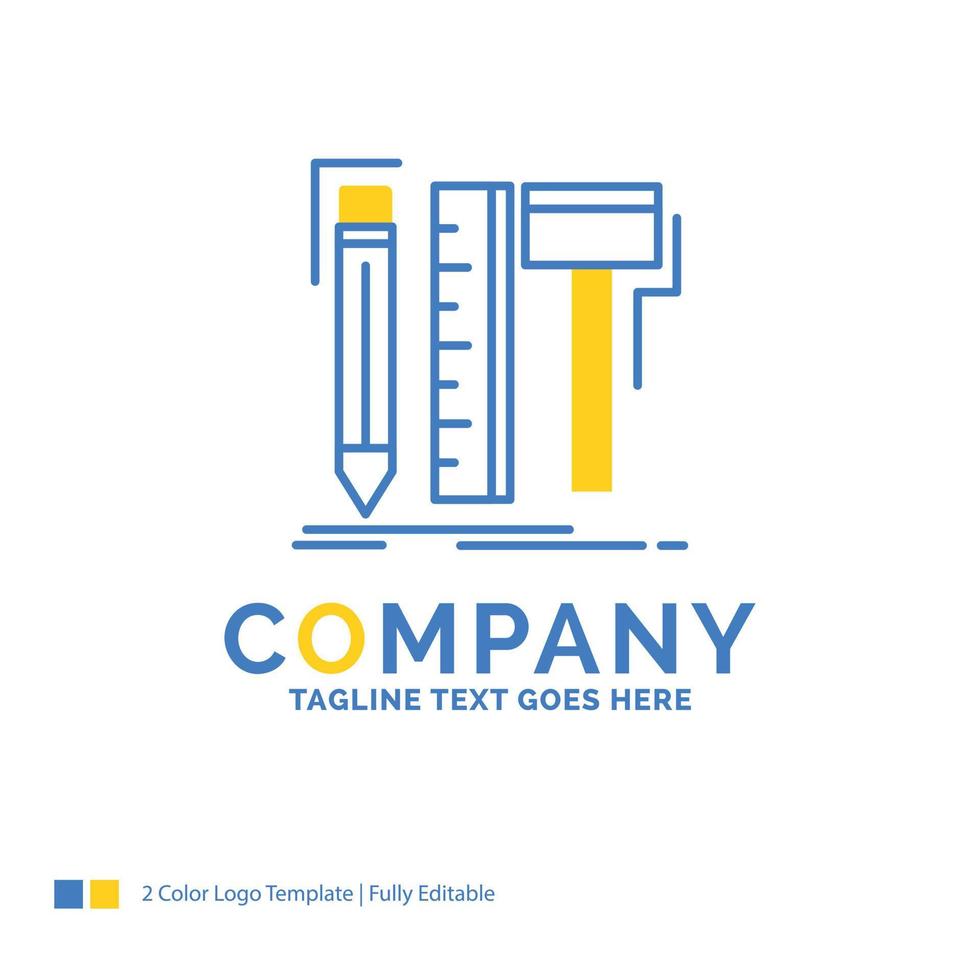 Design. designer. digital. tools. pencil Blue Yellow Business Logo template. Creative Design Template Place for Tagline. vector