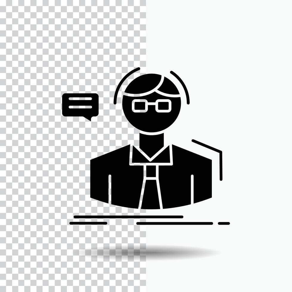 professor. student. scientist. teacher. school Glyph Icon on Transparent Background. Black Icon vector