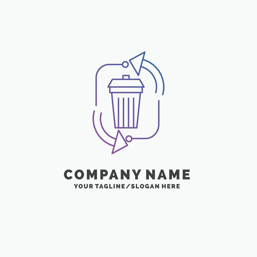 waste. disposal. garbage. management. recycle Purple Business Logo Template. Place for Tagline vector