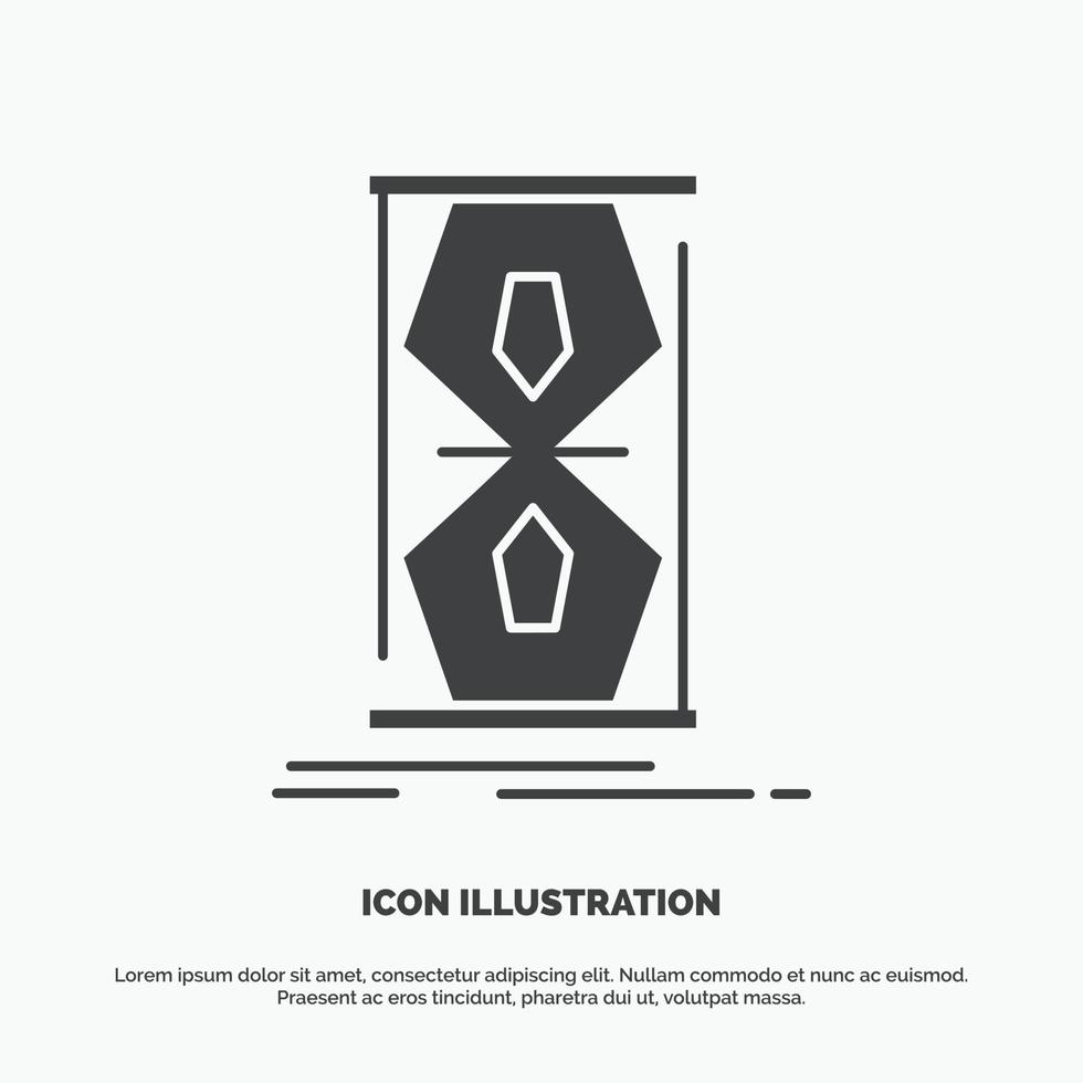 Access. clock. early. sand clock. time Icon. glyph vector gray symbol for UI and UX. website or mobile application