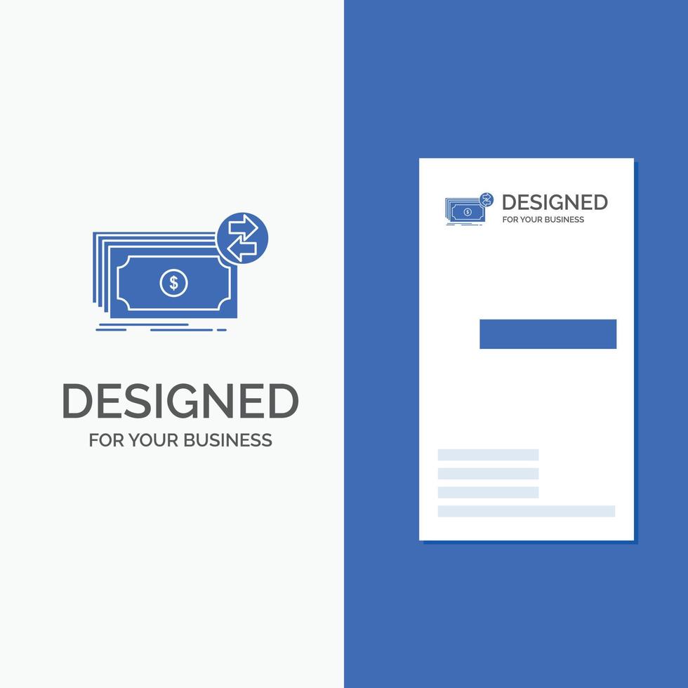 Business Logo for Banknotes. cash. dollars. flow. money. Vertical Blue Business .Visiting Card template. vector
