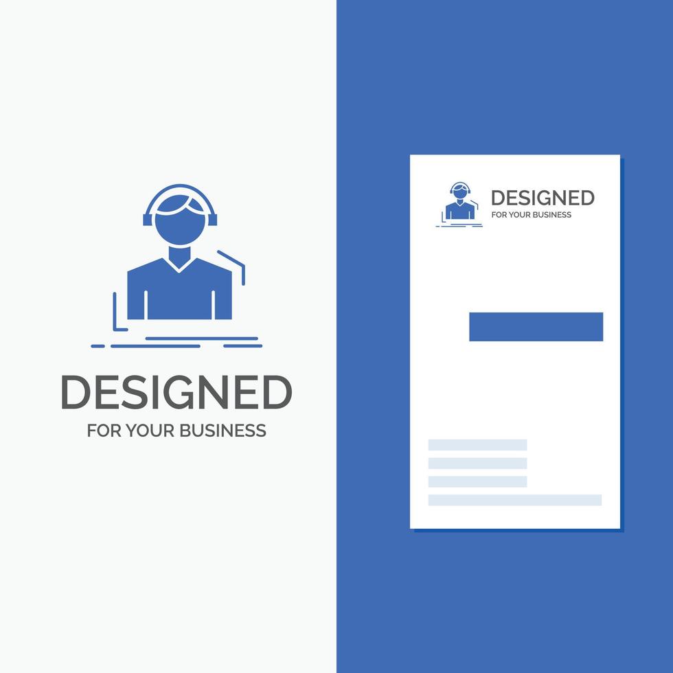 Business Logo for Engineer. headphones. listen. meloman. music. Vertical Blue Business .Visiting Card template. vector
