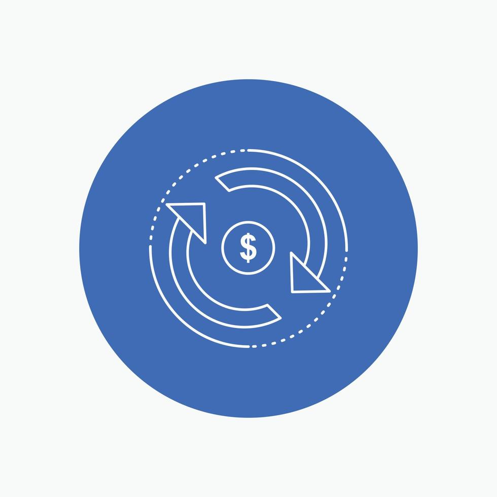 Circulation. finance. flow. market. money White Line Icon in Circle background. vector icon illustration