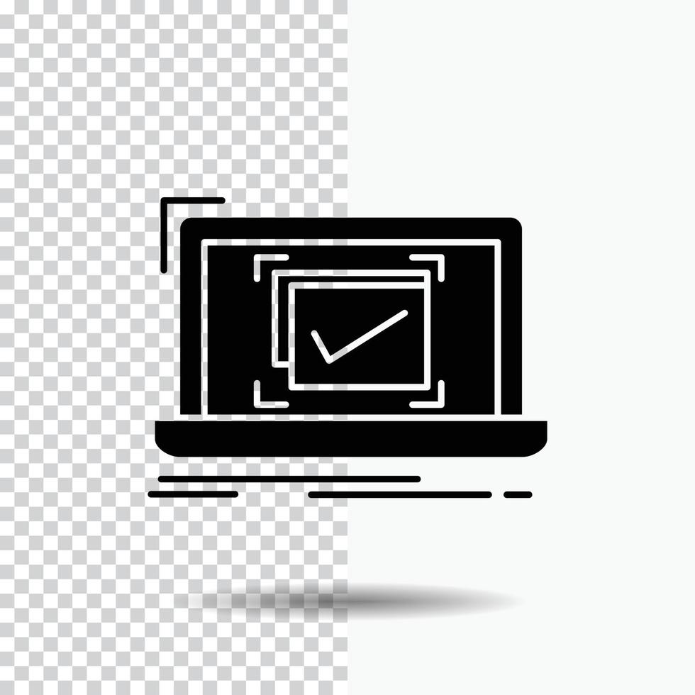 system. monitoring. checklist. Good. OK Glyph Icon on Transparent Background. Black Icon vector