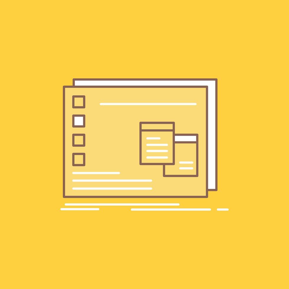 Window. Mac. operational. os. program Flat Line Filled Icon. Beautiful Logo button over yellow background for UI and UX. website or mobile application vector