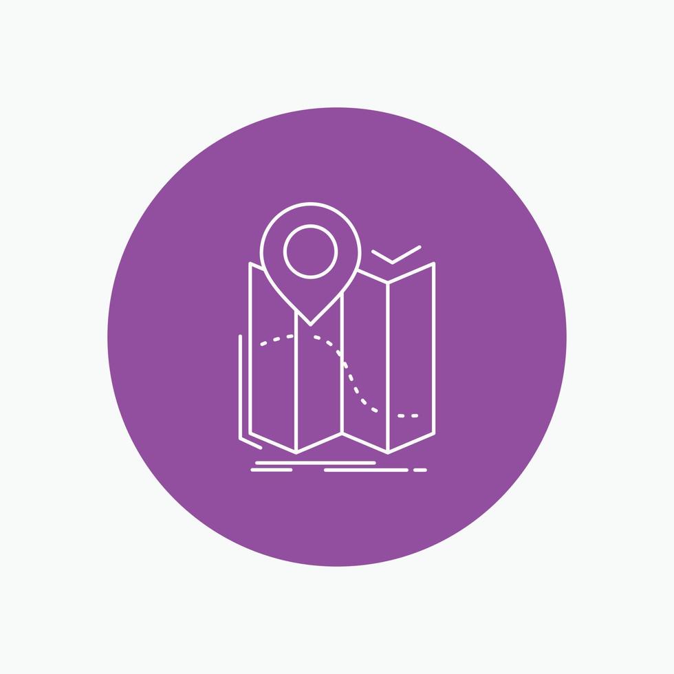 gps. location. map. navigation. route White Line Icon in Circle background. vector icon illustration