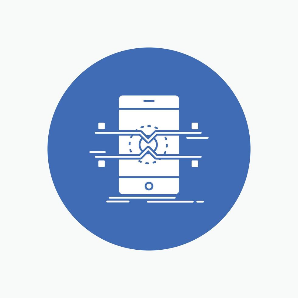 Api. interface. mobile. phone. smartphone White Glyph Icon in Circle. Vector Button illustration