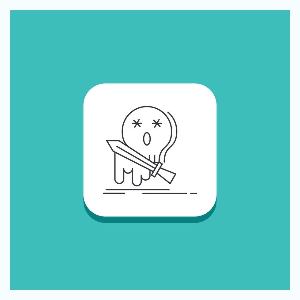 Round Button for Death. frag. game. kill. sword Line icon Turquoise Background vector