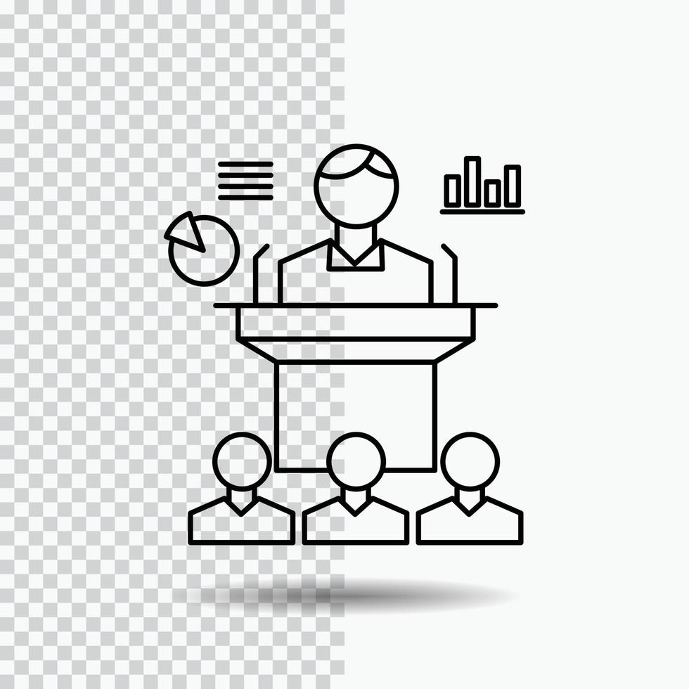 Business. conference. convention. presentation. seminar Line Icon on Transparent Background. Black Icon Vector Illustration